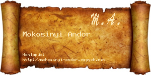 Mokosinyi Andor névjegykártya